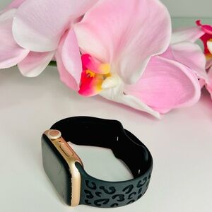 NEW Matte Black Leopard Print Apple iWatch Band, Size 38/40